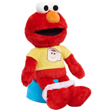 Sesame Street Potty Time Elmo 12-Inch Sustainable Plush Stuffed Animal, Sounds and Phrases, Potty Training Tool, Officially Licenced Kids Toys for Ages 18 Month