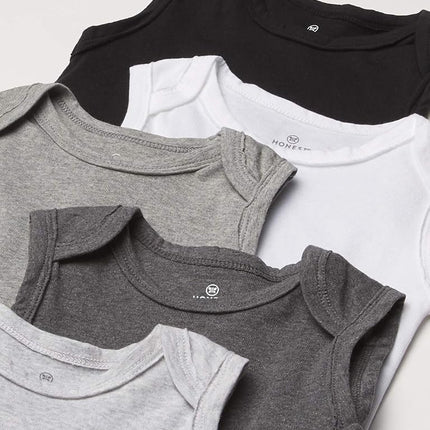 HonestBaby Multipack Sleeveless and Cami Bodysuits One-Piece 100% Organic Cotton for Infant Baby Boys, Girls, Unisex, Gray Ombre, 24 Months
