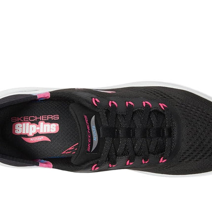 Skechers Slip ins Arch Fit 2.0 Easy Chic Running Trainers Black/Hot Pink 7 UK
