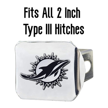 FanMats 15602: Miami Dolphins Chrome Metal Hitch Cover with Chrome Metal 3D Emblem