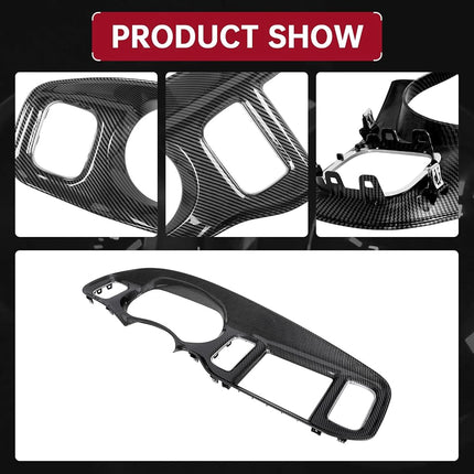 HECASA Instrument Panel Cluster Bezel Compatible with 2011-2014 Dodge Charger with 8.4 Inch Touch Screen & Full Floor Console Black Plastic Dash Cover