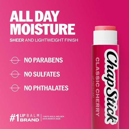 Chapstick Classic Lip Balm Skin Protectant Bulk, 12 Count, Cherry Flavor, 1 Count (Pack of 12)