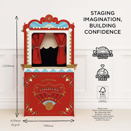 Le Toy Van - Wooden Educational Puppet Theatre | Kids Role Play Toy | Great As A Gift - Suitable for 3 Years +, Natural Wood
