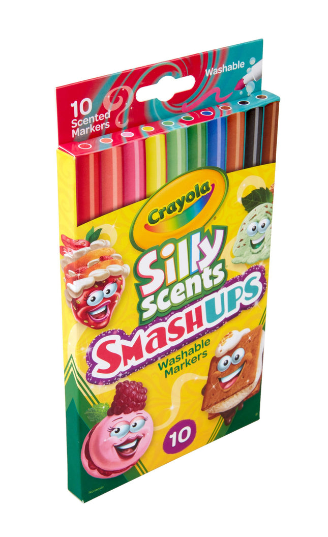 Crayola 10 Ct Silly Scents Smash Ups, Slim Washable Markers