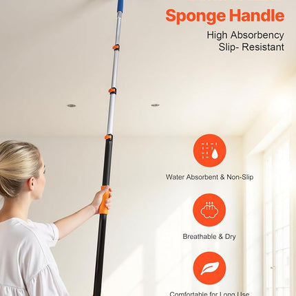 VEVOR Telescopic Extension Pole, 4-12 FT Multi-Purpose Extendable Pole, Sturdy Aluminum Alloy Paint Pole Extension with Flip-Lock Design, High Reach Roller Stick for Painting, Dusting and Cleaning