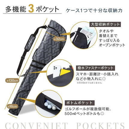 PYKES PEAK Golf Club Case | Sunday Golf Bag | Foldable Design for 47” Clubs | Fits 10 Clubs | Waterproof Pocket | Ideal for Driving Range & Practice | Navy | Designed in Japan