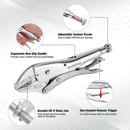 WORKPRO 5-Piece Locking Pliers Set