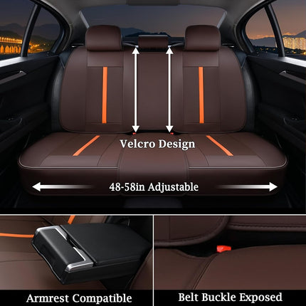 Doogo Automotive Seat Covers, Car Seat Covers 5 Seat, Leaher Car Seat Protectors, Front and Rear Car Seat Covers， Driver Seat Cover Auto Accessories Fit for Most Vehicles