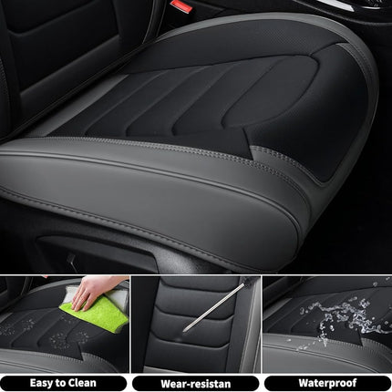 FLORICH Car Seat Covers, Leather Seat Covers, Front Seat Covers 2PCS,Waterproof Car Seat Protector, Auto Driver Seat Covers Accessories Fit for Most SUV Trucks(Gray&Black, Front Pair)
