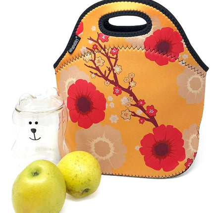 Wrapables® Insulated Neoprene Lunch Bag, Orange Floral