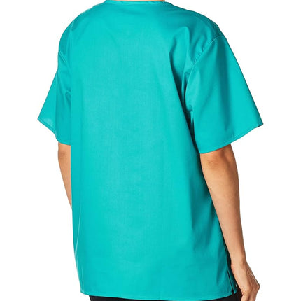 WonderWink Women's Plus-Size Wonderwork V-Neck Scrub Top, Teal, 3X-Large