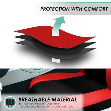 FH Group Automotive Seat Covers Red Universal Fit Bucket and Bench Cover fits most Cars, SUVs, and Trucks (Full Set Airbag Compatible with Split Bench) FB030RED115