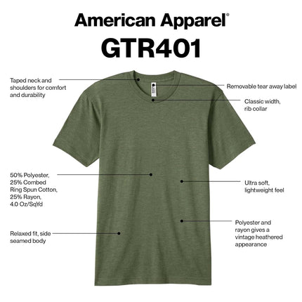 American Apparel Unisex's Tri-Blend Crewneck Short Sleeve Track T-Shirt, 2-Pack, Athletic Blue, XS