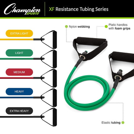 Champion Sports XF200 Light Resistance Tubing w/Foam Handle, Green
