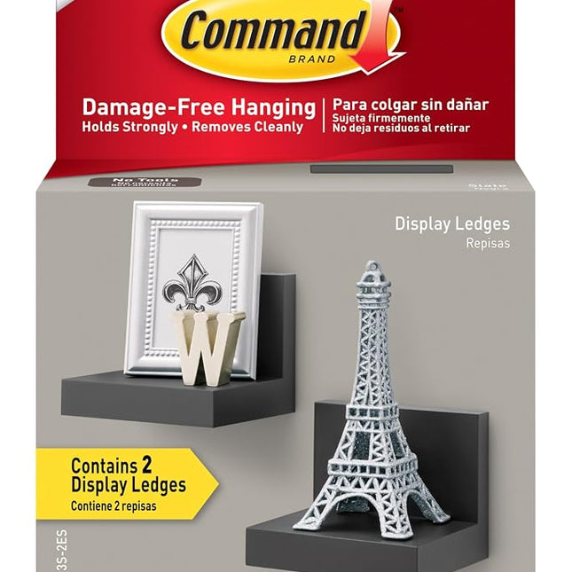 Command Display Ledges, Holds up to 2 lb, Slate, 2