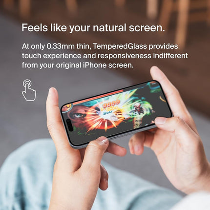 Belkin ScreenForce TemperedGlass Treated Privacy Screen Protector for iPhone 15 Pro - Slim & Scratch-Resistant - Includes Easy Align Tray for Bubble Free Application
