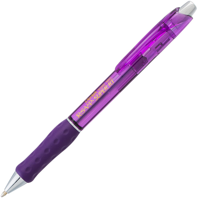 Bolígrafo Pentel RSVP Super RT, (1,0 mm) Trazo medio, Tinta violeta, Paquete de 2 - BX480BP2V