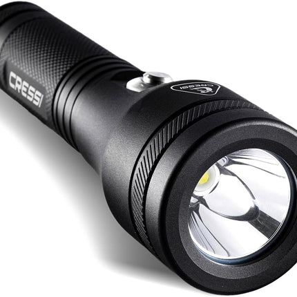 Cressi Astra 1200 Torch Black - High Luminosity Rechargeable LED Underwater Torch 1200 Lumen Waterproof IPX8 100m, Unisex Black and Compact for Diving, Fishing, Aquatic Explorations