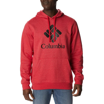 Columbia Sudadera con capucha Trek para hombre, color rojo Mountain Red Heather/CSC Stacked Logo, talla pequeña