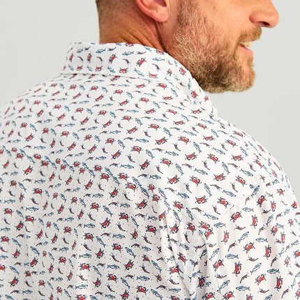 HUK Men's Standard Tide Point Pattern Short Sleeve Shirt, Fishing Button Down, Channel Marker