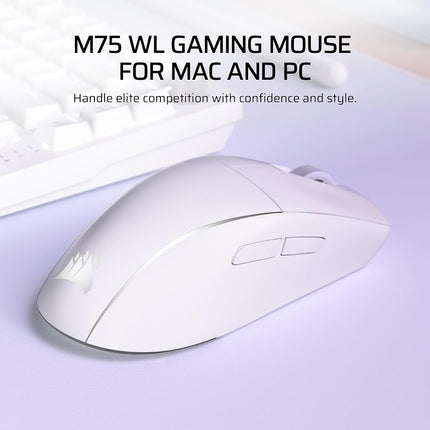 Corsair M75 Wireless RGB Lightweight Gaming Mouse for Mac � 26,000 DPI, Swappable Side Buttons, Optical Switches, iCUE Compatible � Glacial Blue
