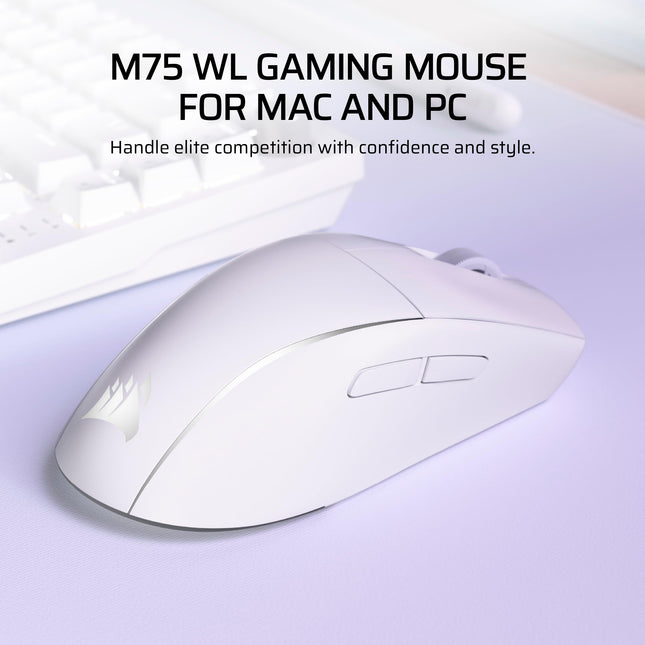 Corsair M75 Wireless RGB Lightweight Gaming Mouse for Mac � 26,000 DPI, Swappable Side Buttons, Optical Switches, iCUE Compatible � Glacial Blue