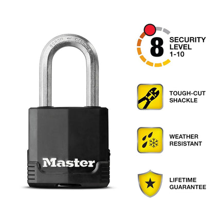 Master Lock Outdoor Key Lock, Heavy Duty Weatherproof Padlock with Cover, Keyed Alike Padlocks for Outdoor Use, 3 Pack, M115XTRILF