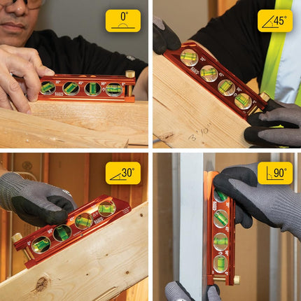 Klein Tools 935AB4V Level, 6-Inch Magnetic Torpedo and Conduit Level with 0/30/45/90 Degree Vials, V-Groove and Magnet Track, High Visibility Orange