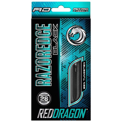 RED DRAGON Darts | Razor Edge Black 28g Steel Tip | 85% Tungsten Darts Set