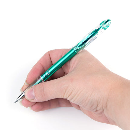 Pentel Arts Slicci Metallic 0.8 mm Needle Tip Gel Pen, Metallic Green Ink, Box of 12 (BG208MDX)