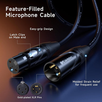 Cable Matters 2-Pack, Gold Plated XLR Male to Female Microphone Cable 35 Feet