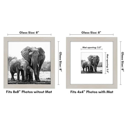 Americanflat Cadre photo 20x20 cm avec verre incassable - À utiliser comme cadre 10x10 cm avec passe-partout ou pour afficher une photo 20x20 cm sans passe-partout - Collection Signature - Cadres carrés pour table et mur - Bois clair