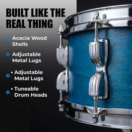 Music Alley 3 Piece Kids Drum Set with Throne, Blue