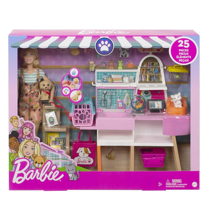 Barbie Doll (11.5-in Blonde) and Pet Boutique Playset