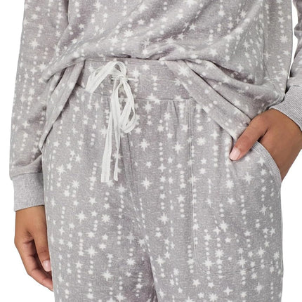 Nautica Womens Pajamas - Cozy Silky Fleece - 2 Piece Long Sleeve Winter Sleepwear Set for Women, Gray Stars, 3X