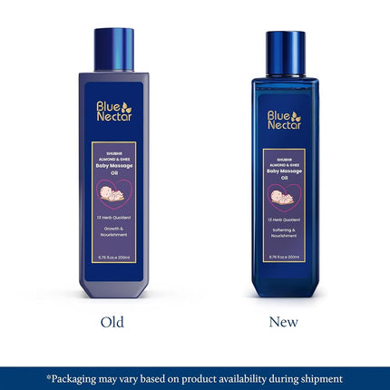 Blue Nectar Ayurvedic Baby Oil with Organic Ghee, 100% Natural Baby Massage Oil With Coconut Oil & Olive Oil (200ml)
