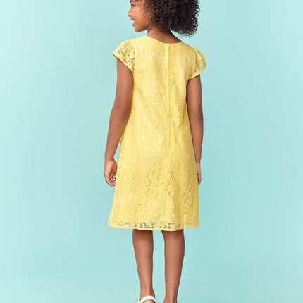 The Children's Place Girls' Short Sleeve Fashion Dress, Yellow Lace, XX-Large