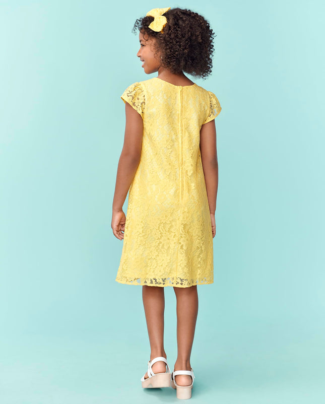 The Children's Place Girls Lace Dresses, Yellow-lace, Large