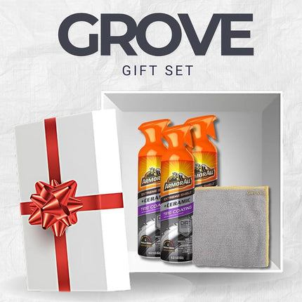 3x Tire Coating by Extreme Shield + Ceramic Aerosol 16 oz Bundle with Microfiber Cloth – Tire-Protectant Spray – Long-Lasting Tire Shine Spray – Repels Dirt & Grime – Gift Set (4 Items)