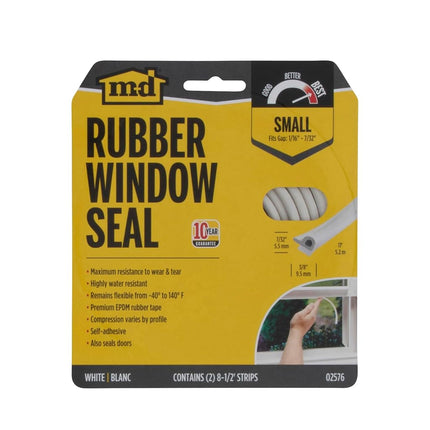 M-D Building Products 2576 M-D 0 All Climate P-Profile Subzero Weather-Strip, 17 Ft L W T, Epdm Rubber, White, 7/32 in. x 3/8 in