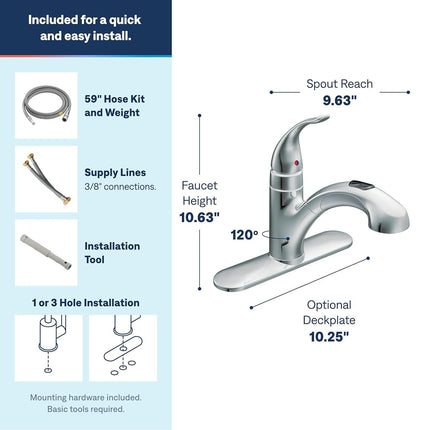 Moen 67315C Integra One-Handle Low Arc Pullout Kitchen Faucet, Chrome