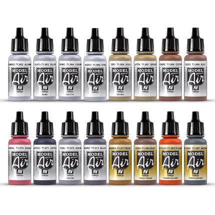 71181 Model Air Metallic Effects 16 Colour Acrylic Airbrush Paint Set
