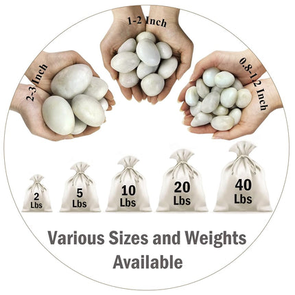 FANTIAN Natural Polished White Pebbles - Smooth Small River Rocks for Plants, Aquariums, Vase Fillers and Fairy Garden (5, Medium)