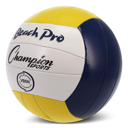 Champion Sports Outdoor Beach Volleyball, Official Size - Durable, Water-Resistant Volleyballs with Synthetic Leather Cover for Recreational, Competitive Play - Premium Volleyball Gear - Blue/Yellow