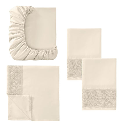 Modern Threads Pacific Coast Textiles 3 PIECE CROCHET LACE MICROFIBER SHEET SET LINEN TWIN, Microfibre