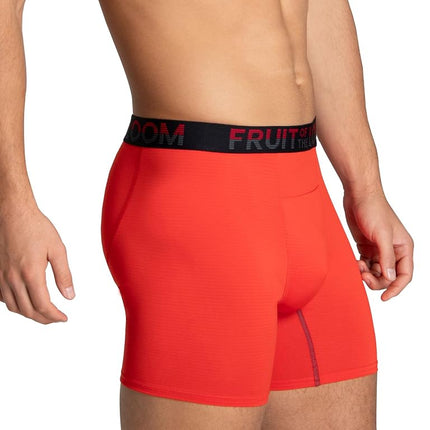 Fruit of the Loom Men's 4-Way Stretch Boxer Briefs | Lightweight & Moisture Wicking Underwear | Long, Regular Leg & Trunk, Regular Leg - Cooling Channels - Colors May Vary, L