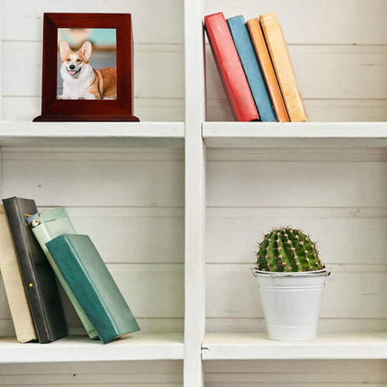 BRKURLEG Dog Urns for Ashes, Wood Pet Urn with Photo Frame, Pets Ashes Box Cremation for Cat Dog, Memorial Box for Dogs, Animal Wood Urn, Suitable for Most Pets