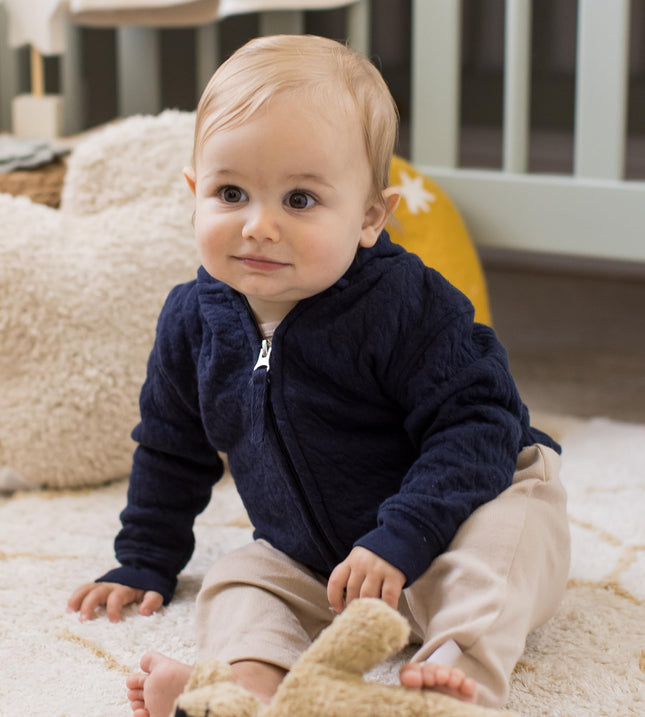Burt's Bees Baby Sweatshirts pour bébé, Vestes légères zippées à capuche, Coton biologique, Midnight Quilted Bee, 24 mois