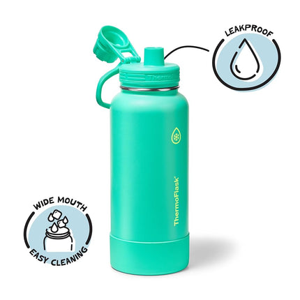 ThermoFlask 32 oz Double Wall Vacuum Insulated Stainless Steel Water Bottle with Spout Lid, Screamin' Green