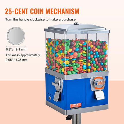 VEVOR - Commercial Vending Machine, Four Rotating Compartments, Candy and Candy Dispenser, Height Adjustable Candy Bank with Iron Stand, for Capsules